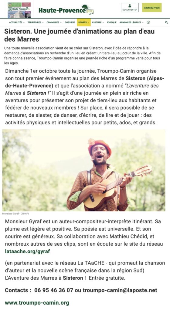 article de presse HPI 04 : Gyraf à Sisteron