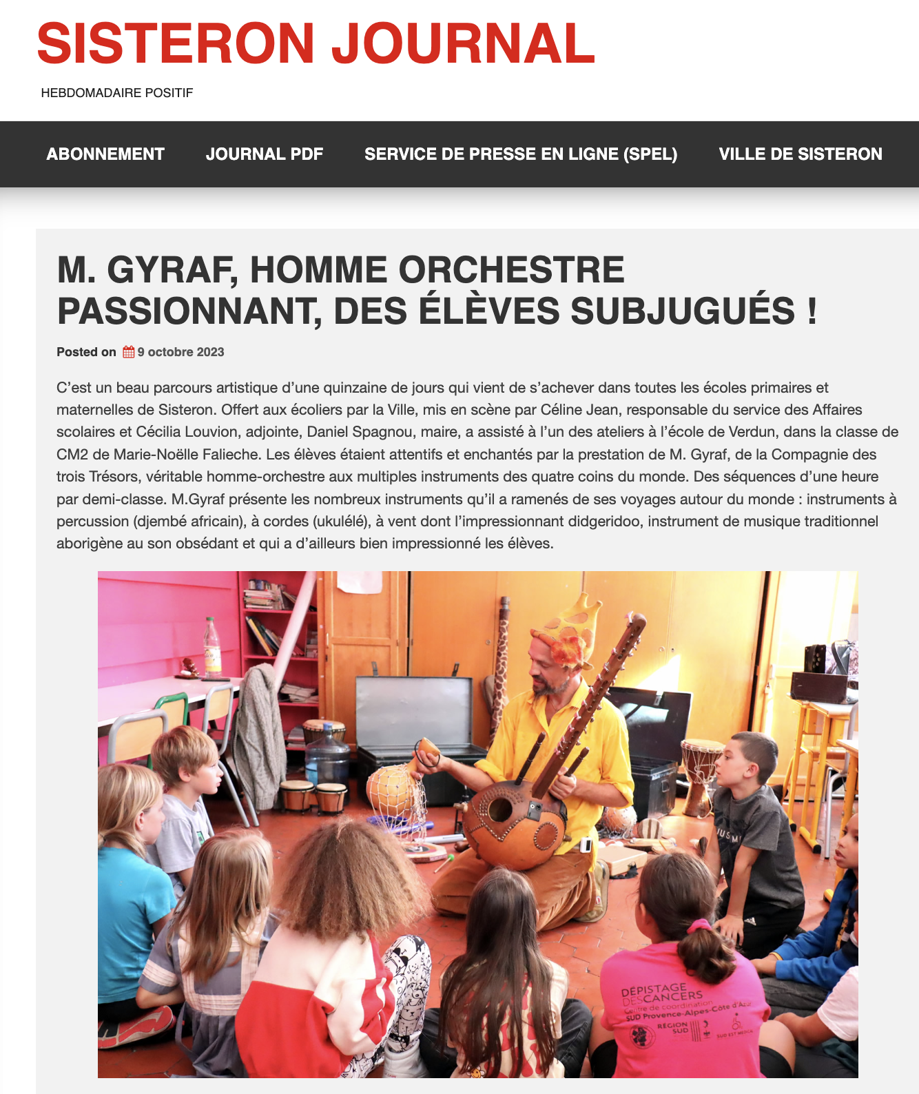 article de presse Sisteron Journal 04 : Gyraf à Sisteron